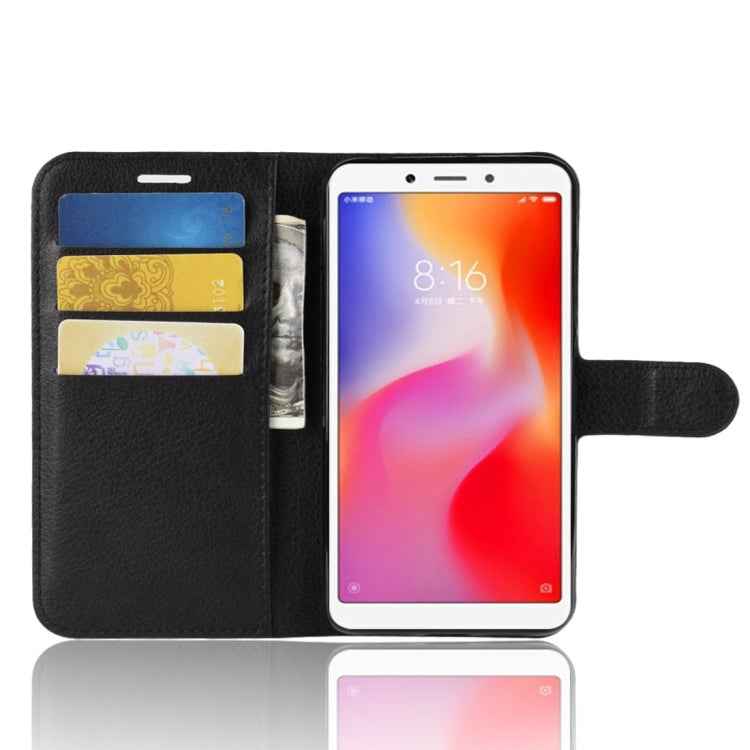 Litchi Texture Horizontal Flip Leather Case for Xiaomi Redmi 6A, with Wallet & Holder & Card Slots