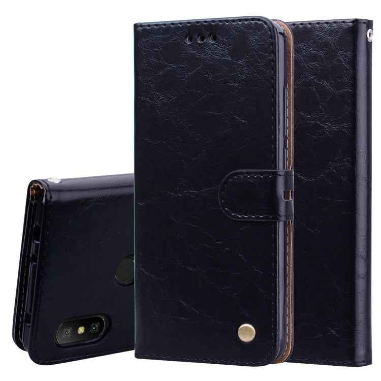 Business Style Oil Wax Texture Horizontal Flip Leather Case for Xiaomi Redmi Note 6 Pro, with Holder & Card Slots & Wallet