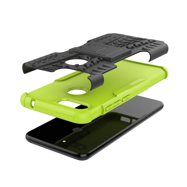 Shockproof PC + TPU Tire Pattern Case for Xiaomi Mi 8 Lite, with Holder, For Xiaomi Mi 8 Lite