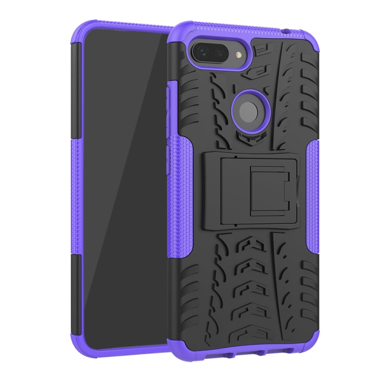 Shockproof PC + TPU Tire Pattern Case for Xiaomi Mi 8 Lite, with Holder, For Xiaomi Mi 8 Lite