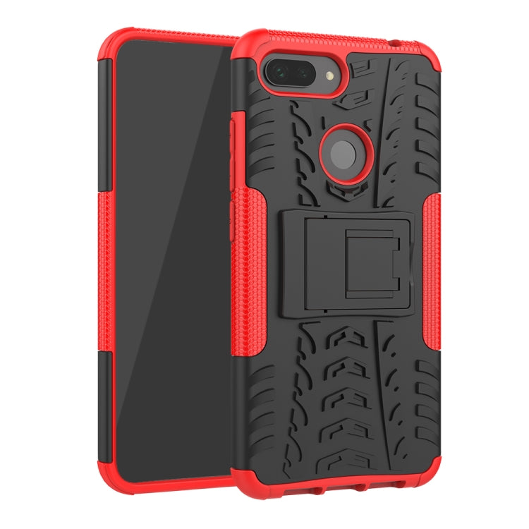 Shockproof PC + TPU Tire Pattern Case for Xiaomi Mi 8 Lite, with Holder, For Xiaomi Mi 8 Lite
