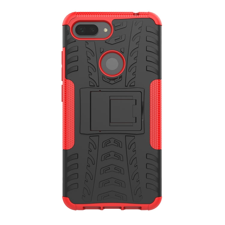 Shockproof PC + TPU Tire Pattern Case for Xiaomi Mi 8 Lite, with Holder, For Xiaomi Mi 8 Lite