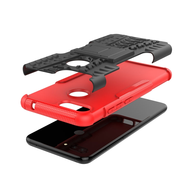 Shockproof PC + TPU Tire Pattern Case for Xiaomi Mi 8 Lite, with Holder, For Xiaomi Mi 8 Lite