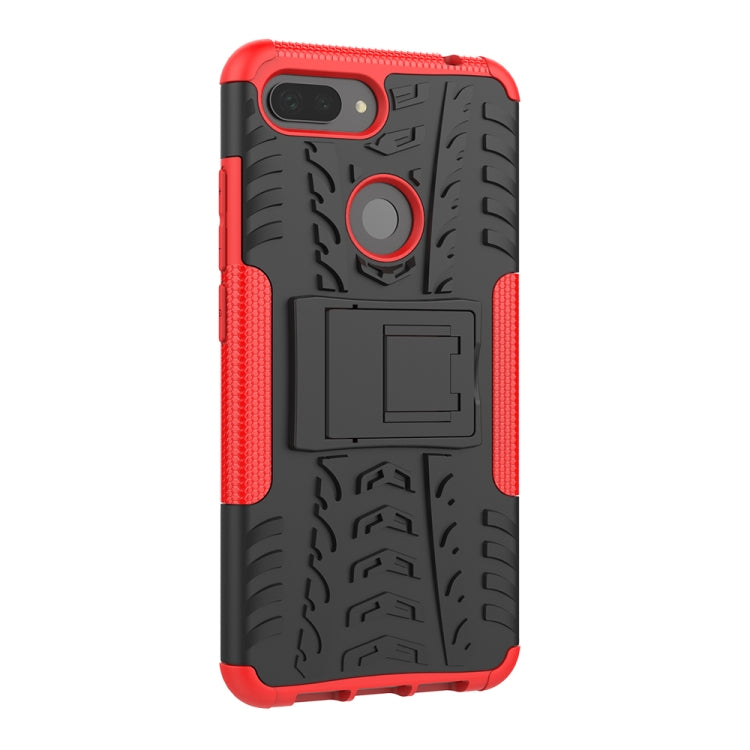 Shockproof PC + TPU Tire Pattern Case for Xiaomi Mi 8 Lite, with Holder, For Xiaomi Mi 8 Lite