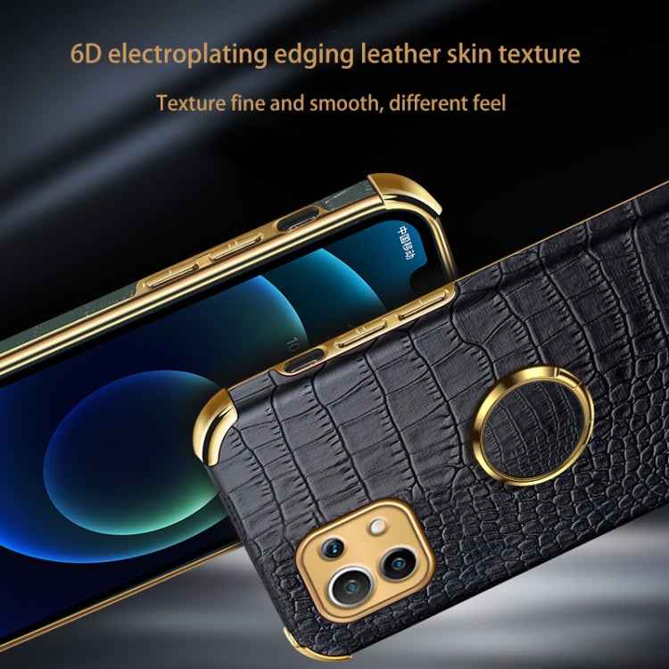For Xiaomi Mi 11 6D Electroplated TPU Crocodile Pattern Magnetic Leather Case with Ring Holder