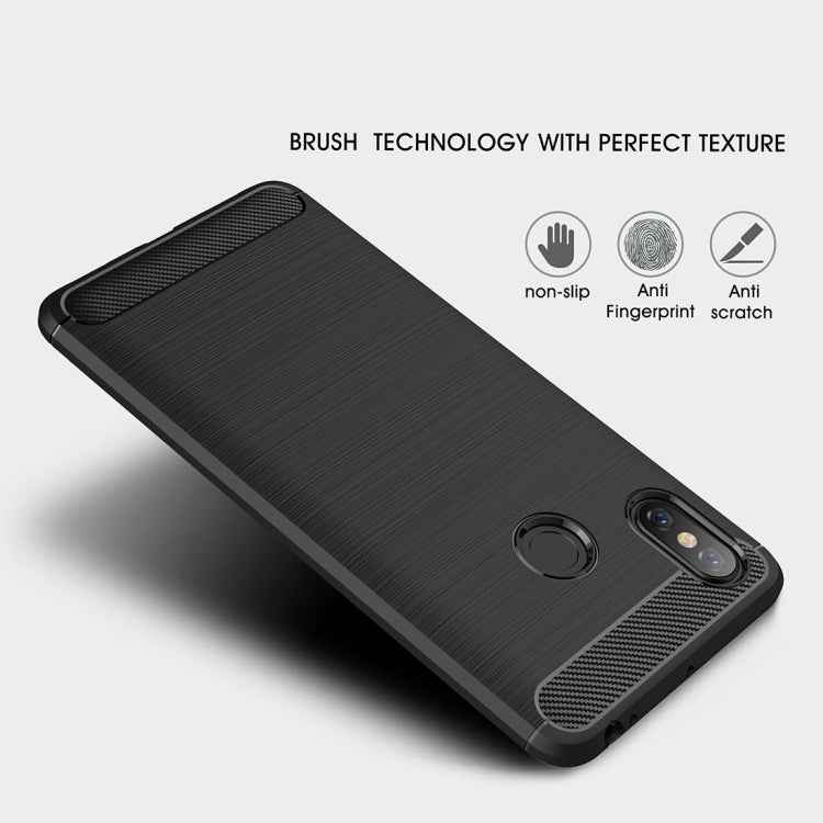 Brushed Texture Carbon Fiber Shockproof TPU Case for Xiaomi Mi Max 3