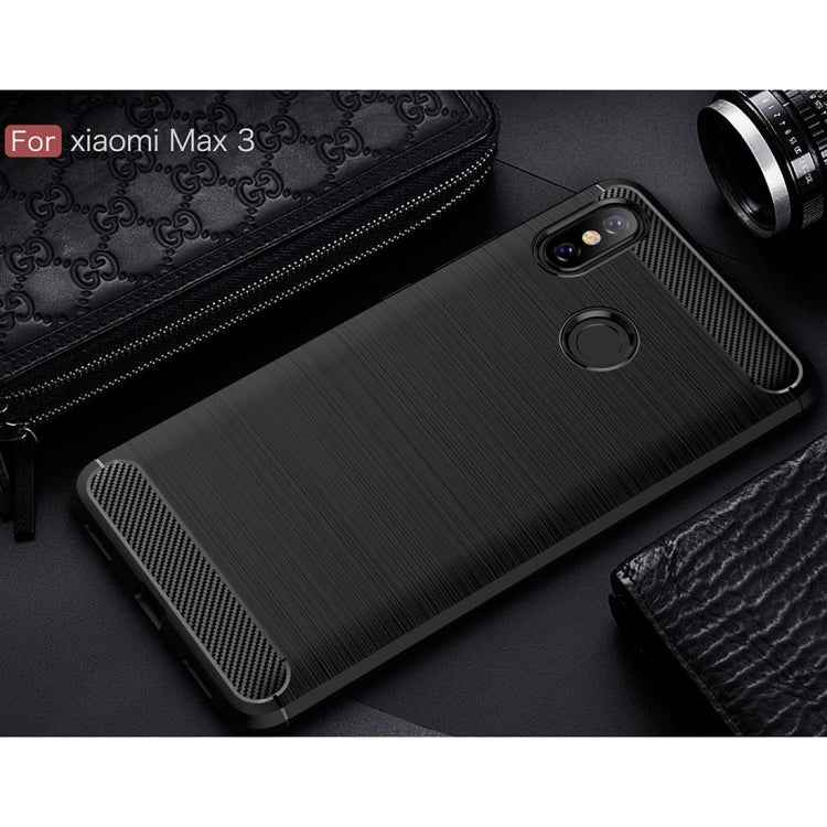 Brushed Texture Carbon Fiber Shockproof TPU Case for Xiaomi Mi Max 3