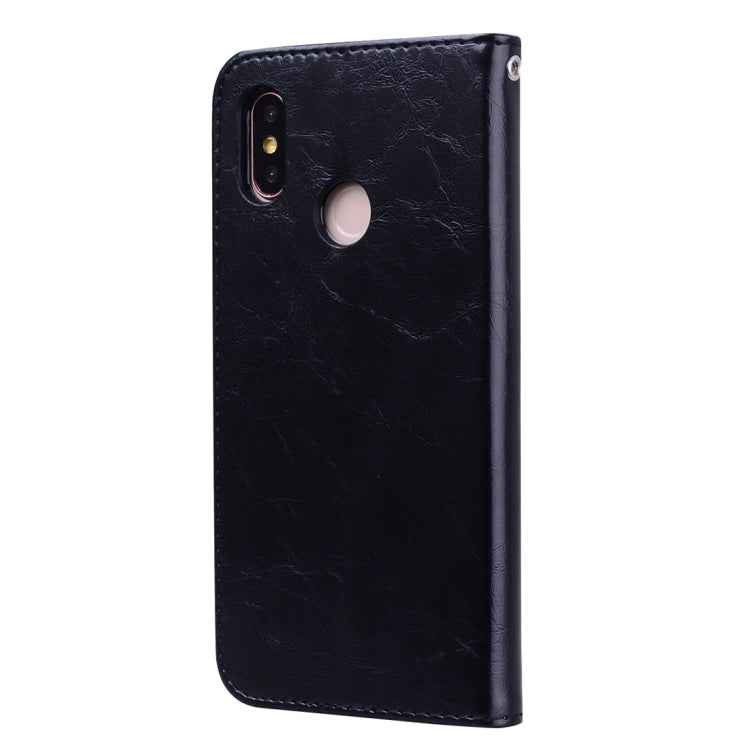 Business Style Oil Wax Texture Horizontal Flip Leather Case for Xiaomi Mi 8, with Holder & Card Slots & Wallet