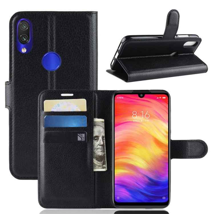 Litchi Texture Horizontal Flip Leather Case for Xiaomi Redmi Note 7, with Wallet & Holder & Card Slots