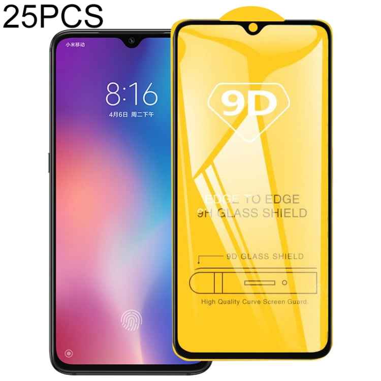 25 PCS For Xiaomi Redmi Note 8 / 8 2021 9D Full Glue Full Screen Tempered Glass Film
