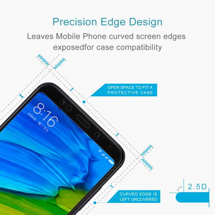 For Xiaomi Redmi 5 Plus 9H Surface Hardness 2.5D Edge Anti-scratch Silk-screen Full Screen HD Tempered Glass Screen Protector