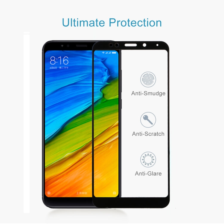 For Xiaomi Redmi 5 Plus 9H Surface Hardness 2.5D Edge Anti-scratch Silk-screen Full Screen HD Tempered Glass Screen Protector