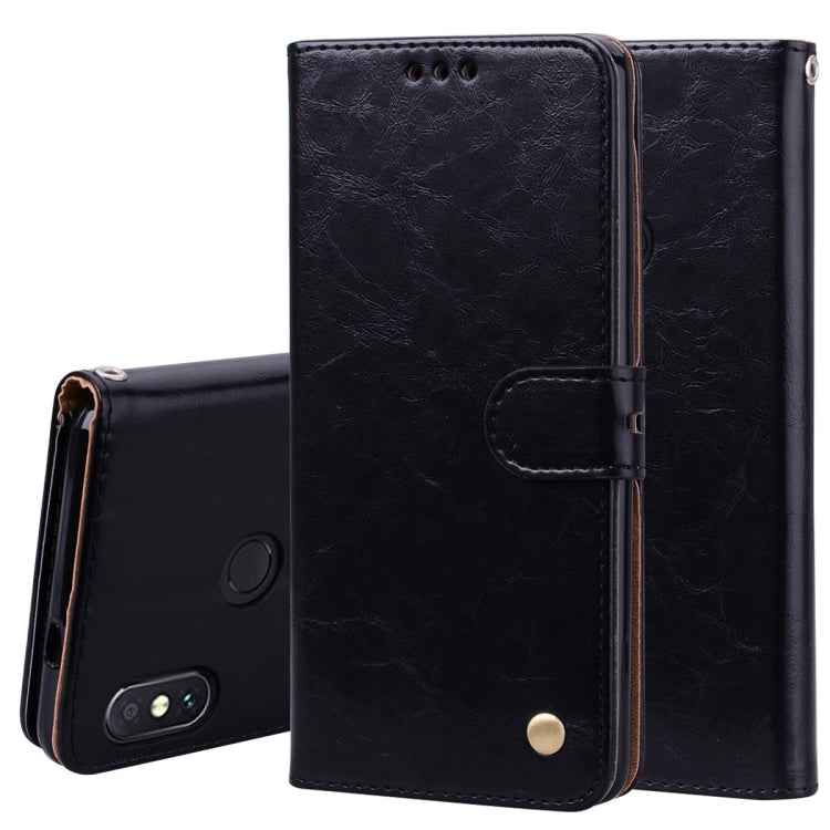 Business Style Oil Wax Texture Horizontal Flip Leather Case for Xiaomi Redmi Note 5 Pro, with Holder & Card Slots & Wallet