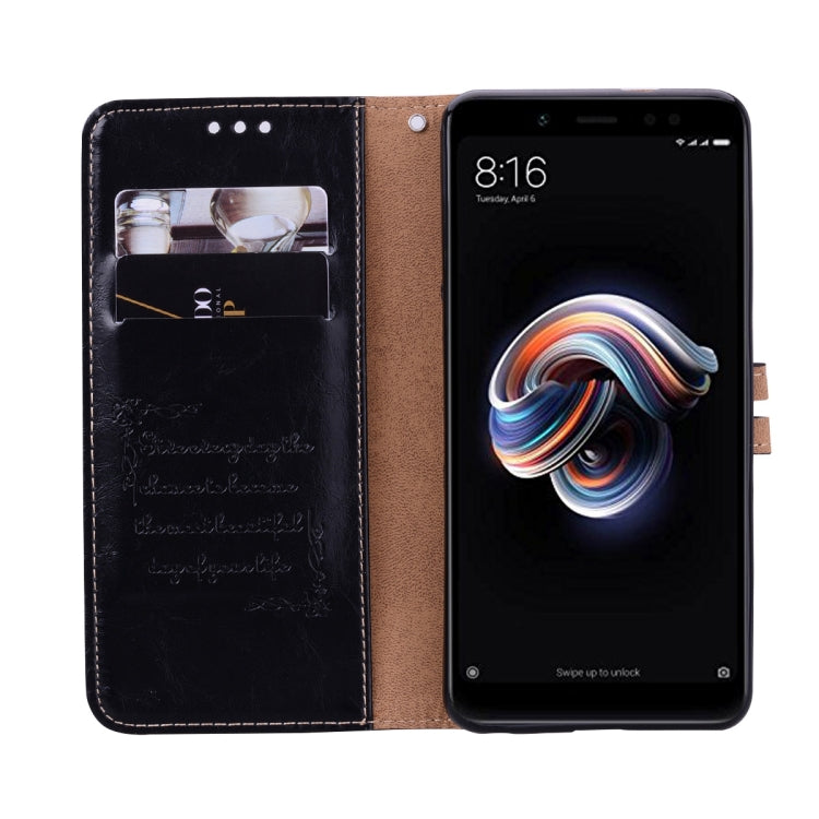 Business Style Oil Wax Texture Horizontal Flip Leather Case for Xiaomi Redmi Note 5 Pro, with Holder & Card Slots & Wallet