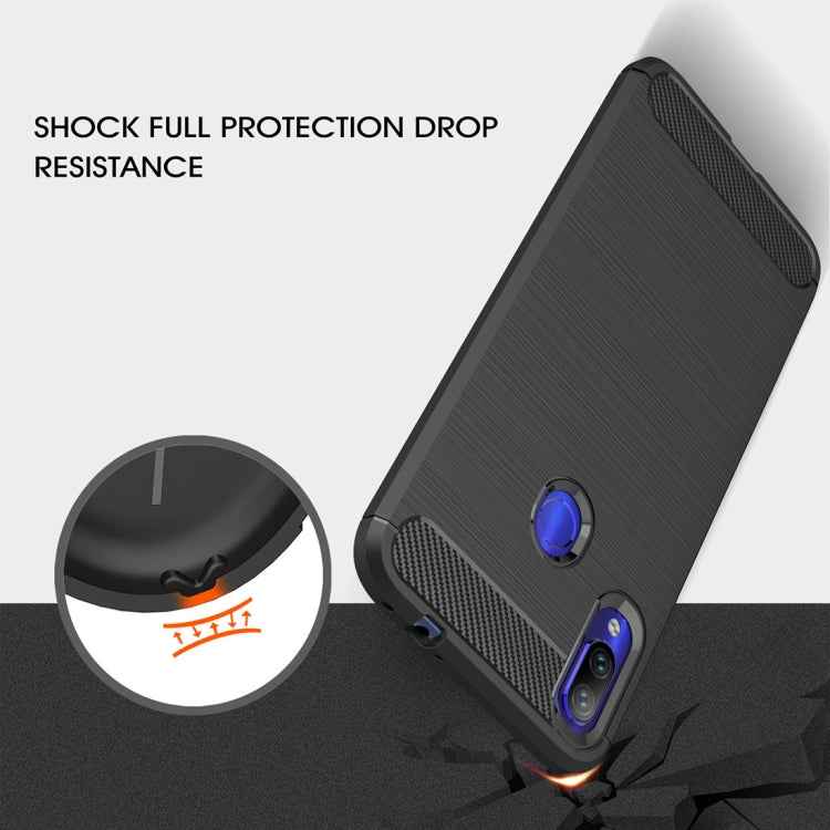 Brushed Texture Carbon Fiber TPU Case for Xiaomi Redmi Note 7 / Redmi Note 7 Pro, For Redmi Note 7