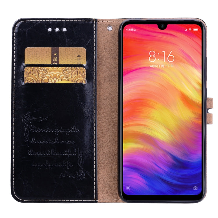 Business Style Oil Wax Texture Horizontal Flip Leather Case for Xiaomi Redmi Note7, with Holder & Card Slots & Wallet