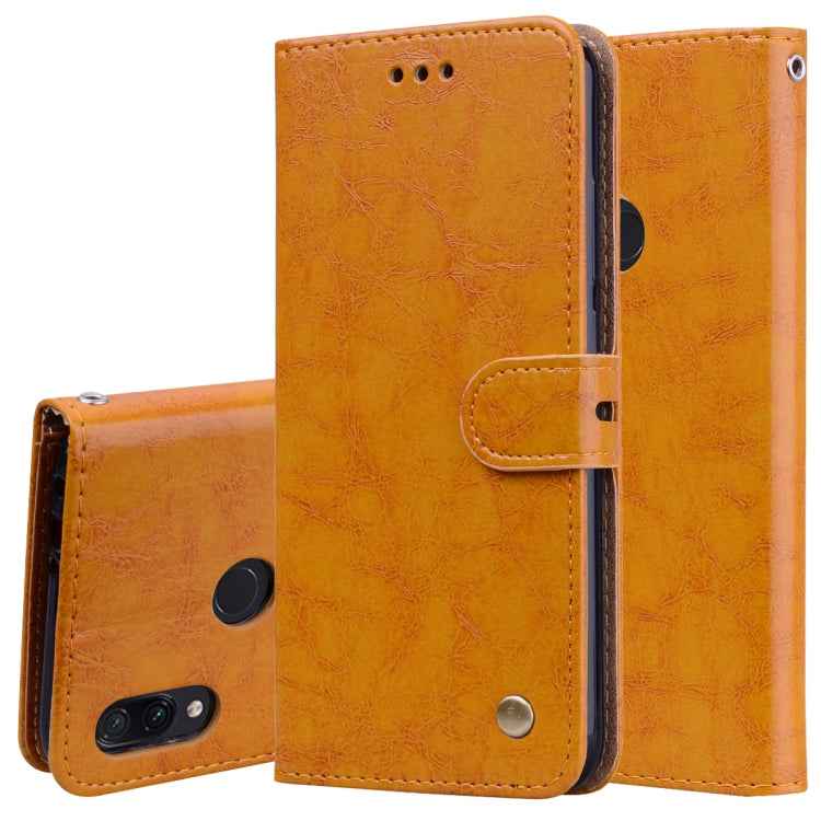Business Style Oil Wax Texture Horizontal Flip Leather Case for Xiaomi Redmi Note7, with Holder & Card Slots & Wallet