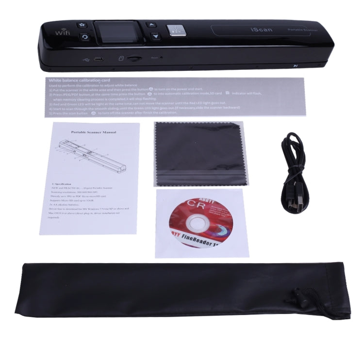 iScan02 WiFi Double Roller Mobile Document Portable Handheld Scanner with LED Display, Support 1050DPI / 600DPI / 300DPI / PDF / JPG / TF