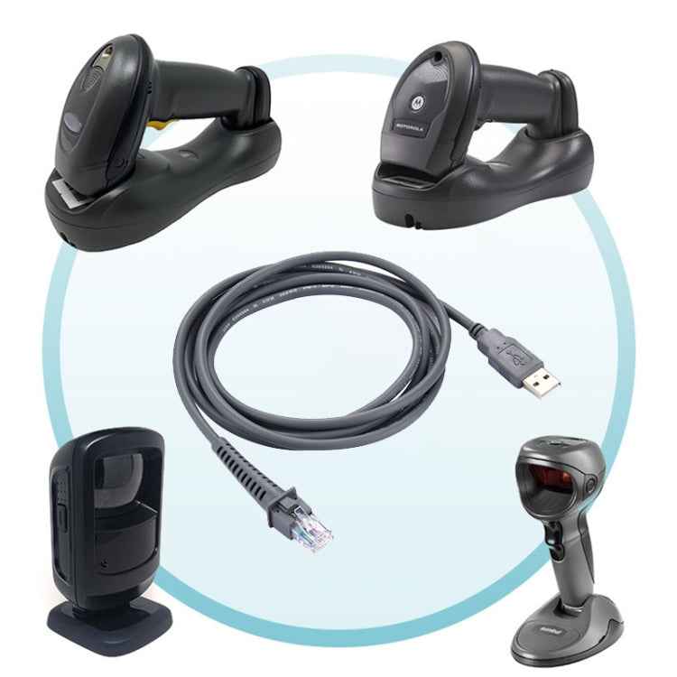 2m USB A Male to RJ45 Scanner Serial Data Cable for Symbol LS2208 / 2208AP / LS4278