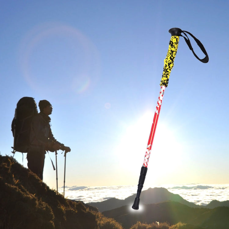 135cm Adjustable Portable Height Outdoor Aluminum Trekking Poles, Green#135cm, Red#135cm