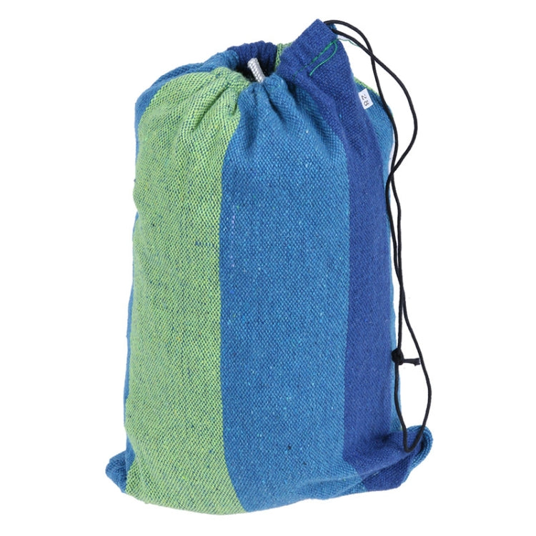 Hamaca de lona a rayas para exteriores, para dos personas, ampliable, tamaño: 190 x 150 cm, 190 x 150 cm (azul), 190 x 150 cm (rojo y amarillo), 200 x 150 cm (azul y amarillo)