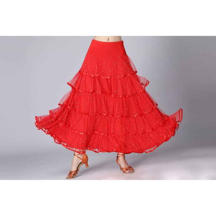 Sequin Swing Modern Dance Long Skirt Competition Costume