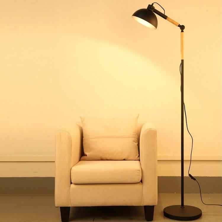 Adjustable Angle Metal Wooden Chassis Floor Lamp