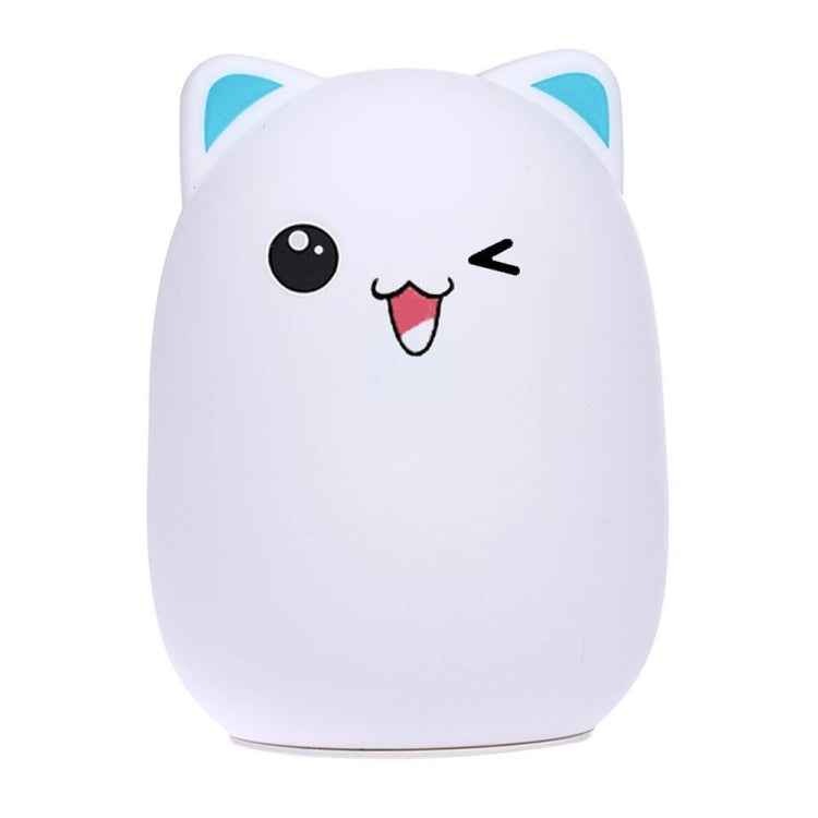 Color Change Cat Shape USB Rechargeable LED Silicone Soft Nightlight