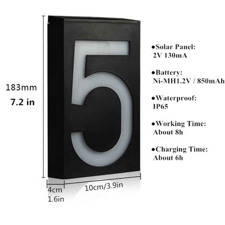 0.36W Solar Powered Wall Mount 6 LEDs Lighting Doorplate Lamp House Number Porch Lights with Solar Pannel(1)