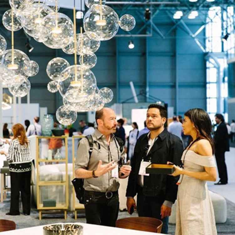 30W Creative Glass Ball Molecule Modern Lamp Personality Living Room Chandelier Soap Bubble Lamp, 14 Balls 3 Lamps, Long Plate, Size: 120 x 84cm