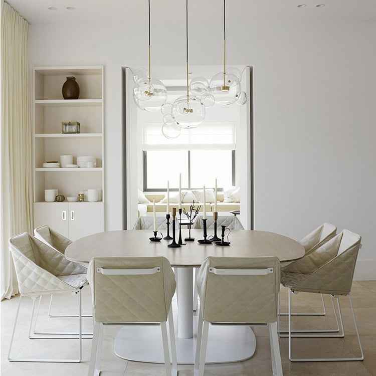 30W Creative Glass Ball Molecule Modern Lamp Personality Living Room Chandelier Soap Bubble Lamp, 14 Balls 3 Lamps, Long Plate, Size: 120 x 84cm