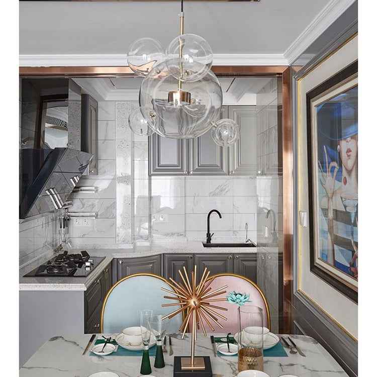 30W Creative Glass Ball Molecule Modern Lamp Personality Living Room Chandelier Soap Bubble Lamp, 14 Balls 3 Lamps, Long Plate, Size: 120 x 84cm