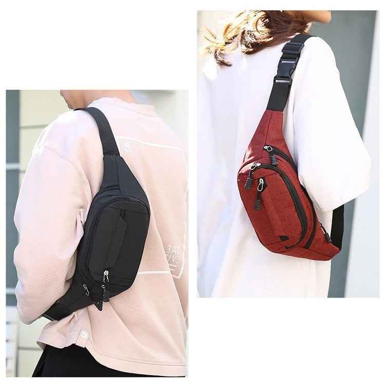 Pure Color Multi-function Pockets Waterproof Chest Bag Waist Crossbody Sports Bag