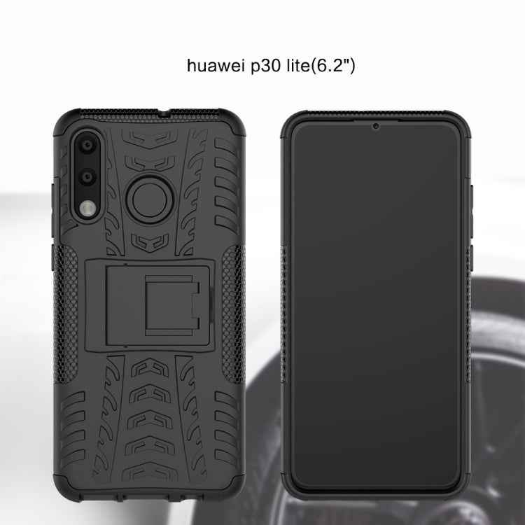 Tire Texture TPU+PC Shockproof Phone Case for Huawei P30 Lite / Nova 4e, with Holder