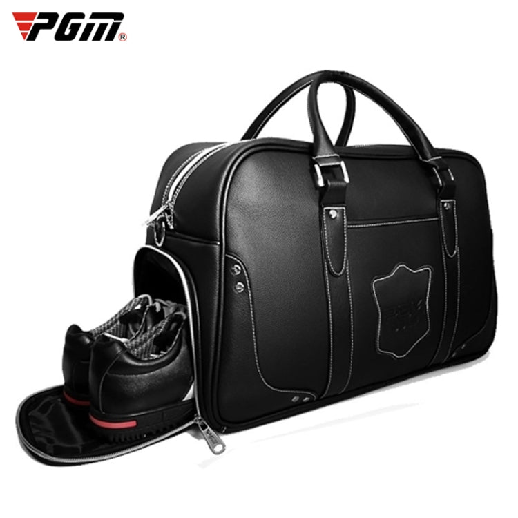 PGM Golf Portable Large Capacity Genuine Leather Ball Bag Clothing Bag for Men, Built-in Shoe Bag, YWB021