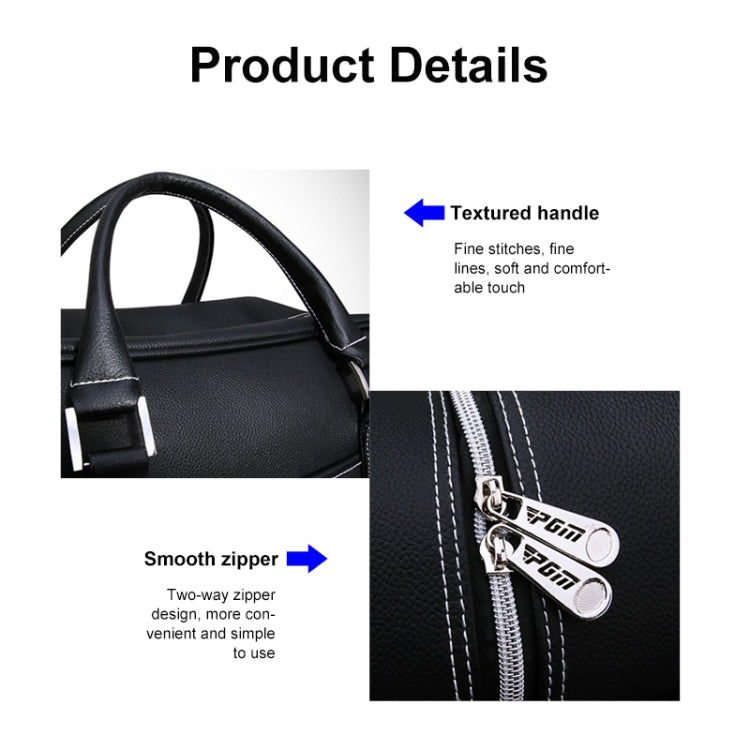 PGM Golf Portable Large Capacity Genuine Leather Ball Bag Clothing Bag for Men, Built-in Shoe Bag, YWB021