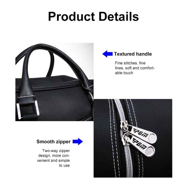 PGM Golf Portable Large Capacity Genuine Leather Ball Bag Clothing Bag for Men, Built-in Shoe Bag, YWB021