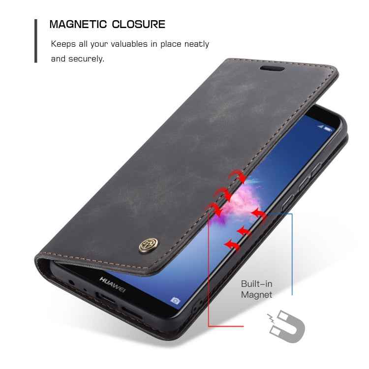 CaseMe Multifunctional Retro Frosted Horizontal Flip Leather Case for Huawei P Smart / Enjoy 7S / Honor 9 Lite, with Card Slots & Holder & Wallet