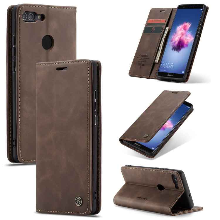 CaseMe Multifunctional Retro Frosted Horizontal Flip Leather Case for Huawei P Smart / Enjoy 7S / Honor 9 Lite, with Card Slots & Holder & Wallet