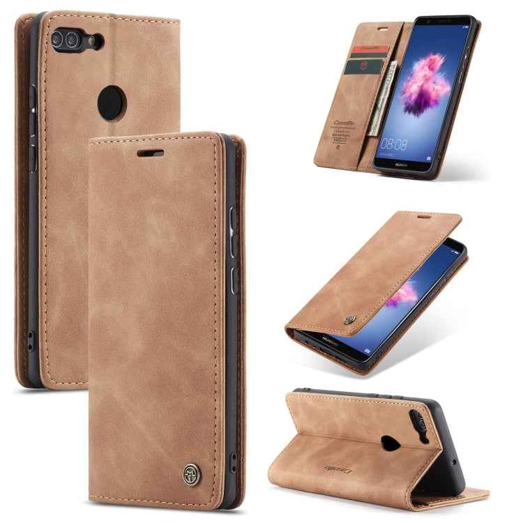 CaseMe Multifunctional Retro Frosted Horizontal Flip Leather Case for Huawei P Smart / Enjoy 7S / Honor 9 Lite, with Card Slots & Holder & Wallet