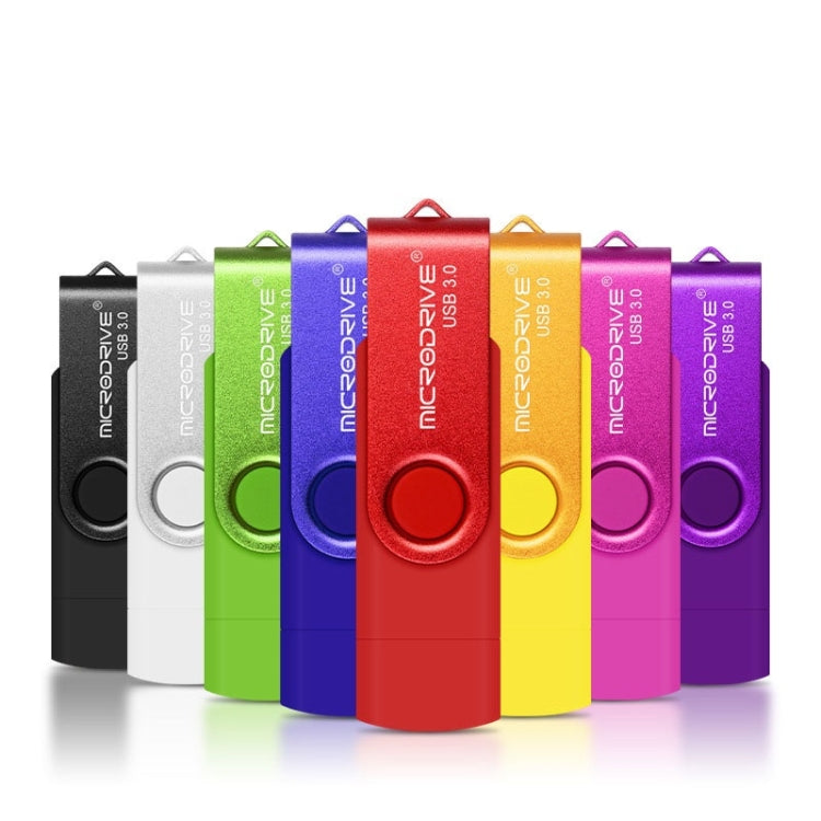 MicroDrive 16GB USB 3.0 Android Phone & Computer Dual-use Rotary Metal U Disk, 16GB