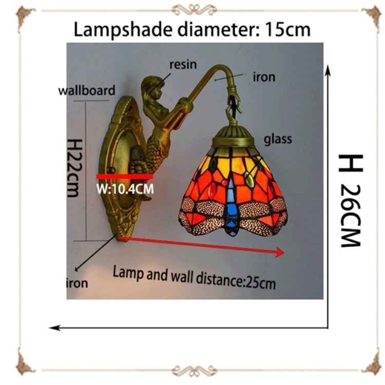 Retro Stained Glass Living Room Dining Room Bedroom Bar Club Aisle Wall Lamp