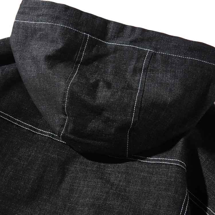 Hooded Casual Letter Print Tooling Denim Jacket for Men