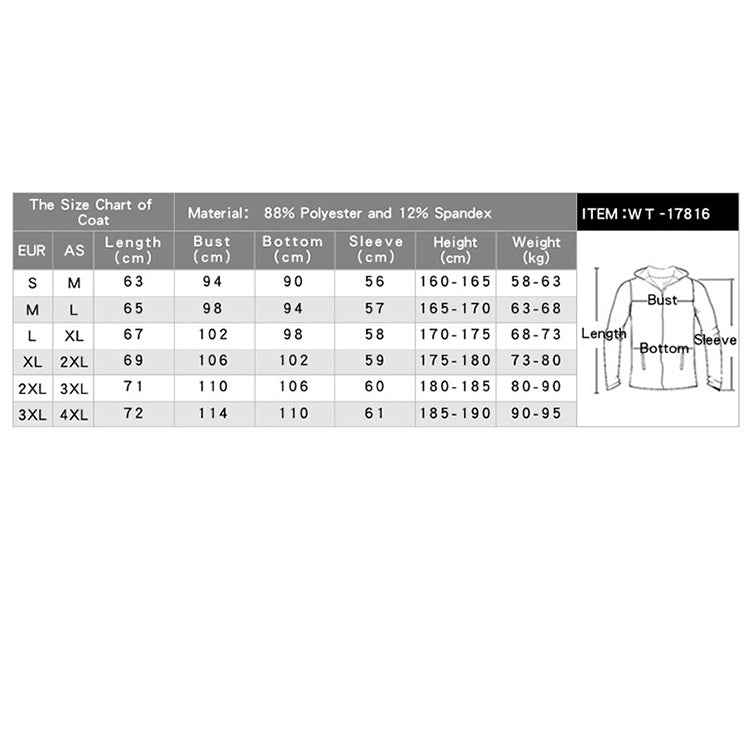 SIGETU Men Sports Quick-drying Coat (Color:Black Size:XXXL), S, M, L, XL, XXL, XXXL