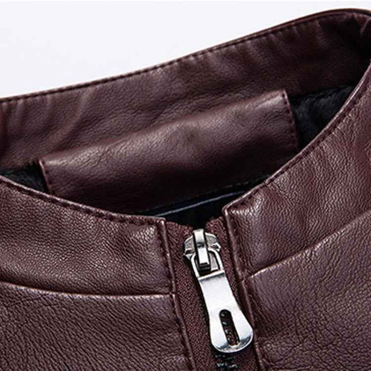 Men Slim-fit Washed PU Leather Jacket