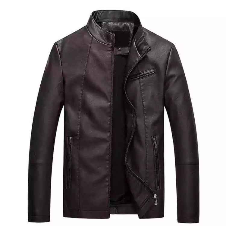 Men Slim-fit Washed PU Leather Jacket