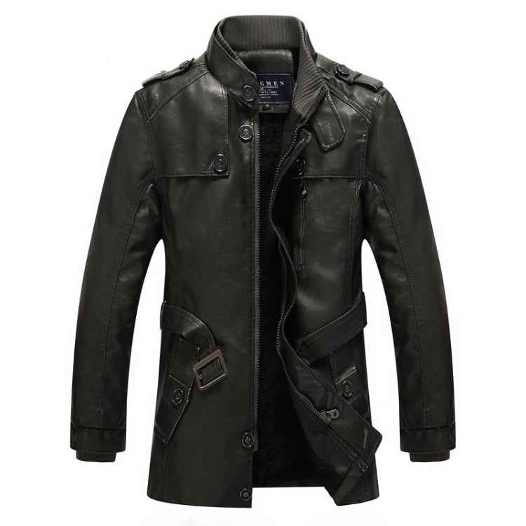 Men Long Style Leather Jacket Coat, M, L, XL, XXL, XXXL, XXXXL