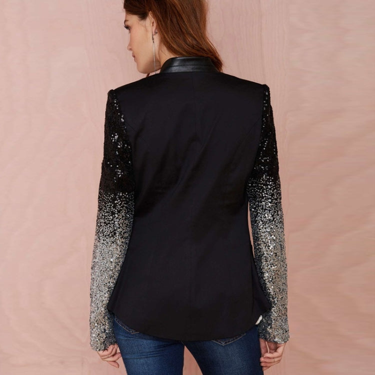 Sequins Slim Casual Women Suit (Color:Black Size:S), S, M, L, XL, XXL, XXXL, 4XL