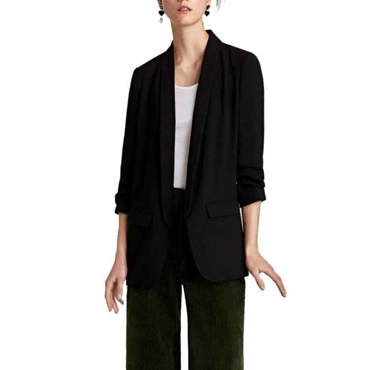 Women Solid Color Buckleless Slim Casual Suit (Color:Black Size:M), S, M, L, XL, XXL
