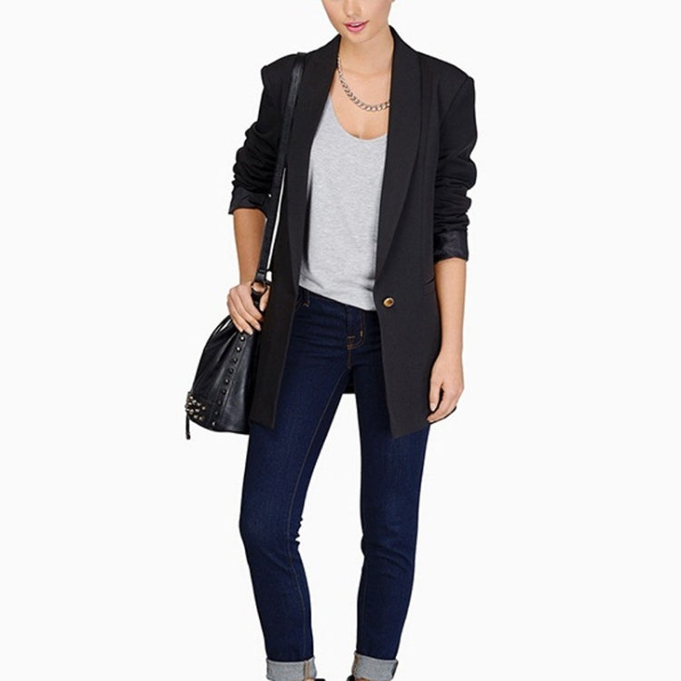 One Buckle Long-sleeved Suit (Color:Dark Blue Size:L), S, M, L, XL, XXL